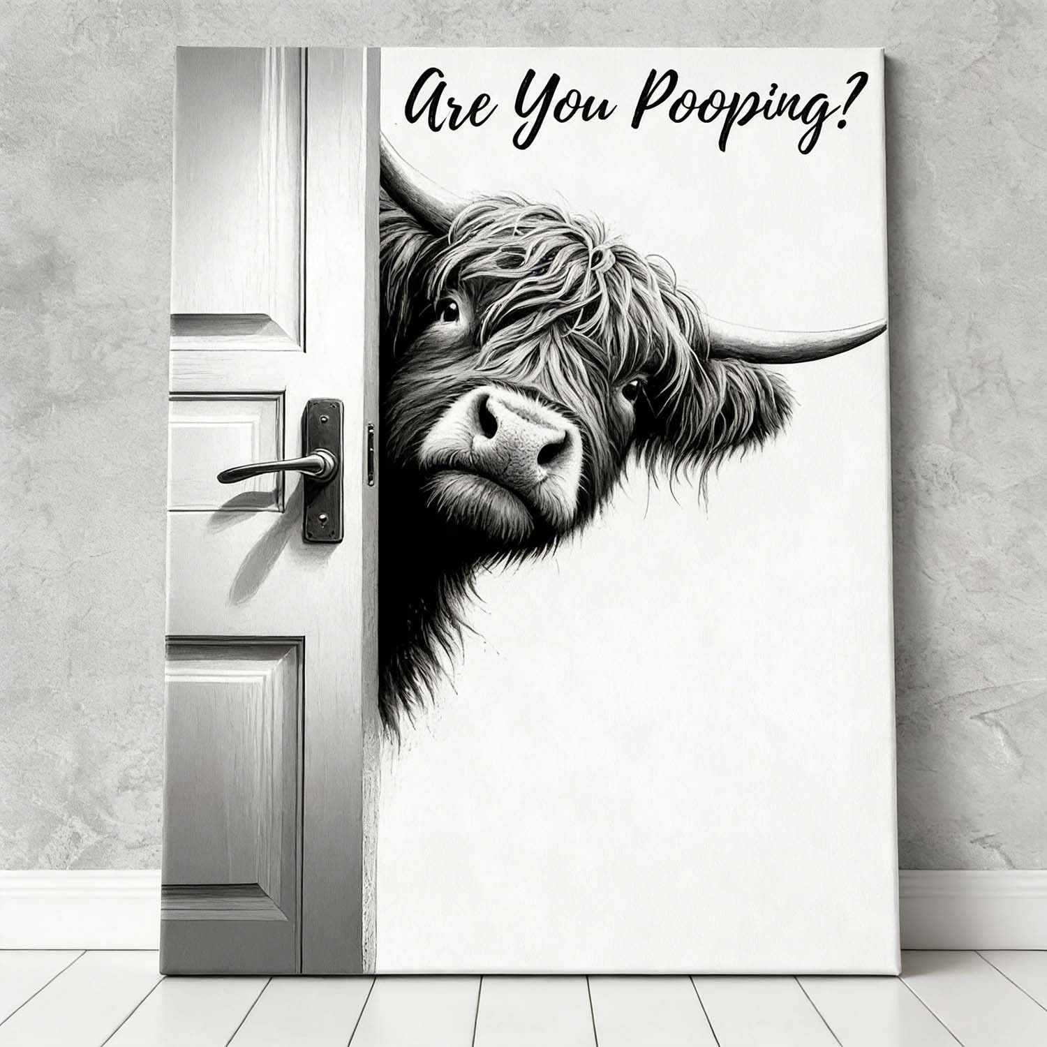 Vintage Highland Cow - D581 - Gallery Wrapped Canvas Prints