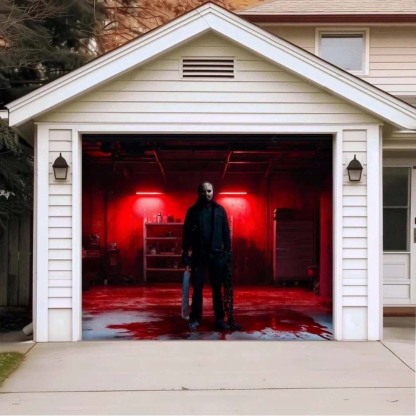 Masked Slasher Halloween Garage Door Cover D459