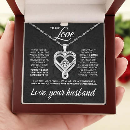 Engraved Heart Necklace for Wife - S925