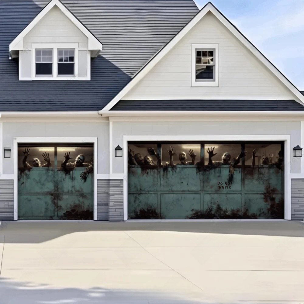 Zombie Breach Halloween Garage Door Covers D453