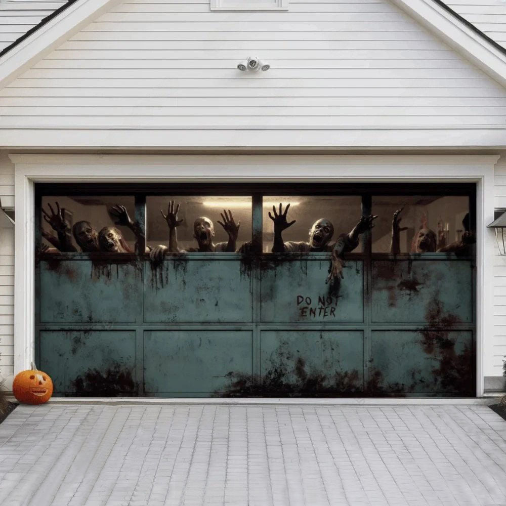Zombie Breach Halloween Garage Door Covers D453