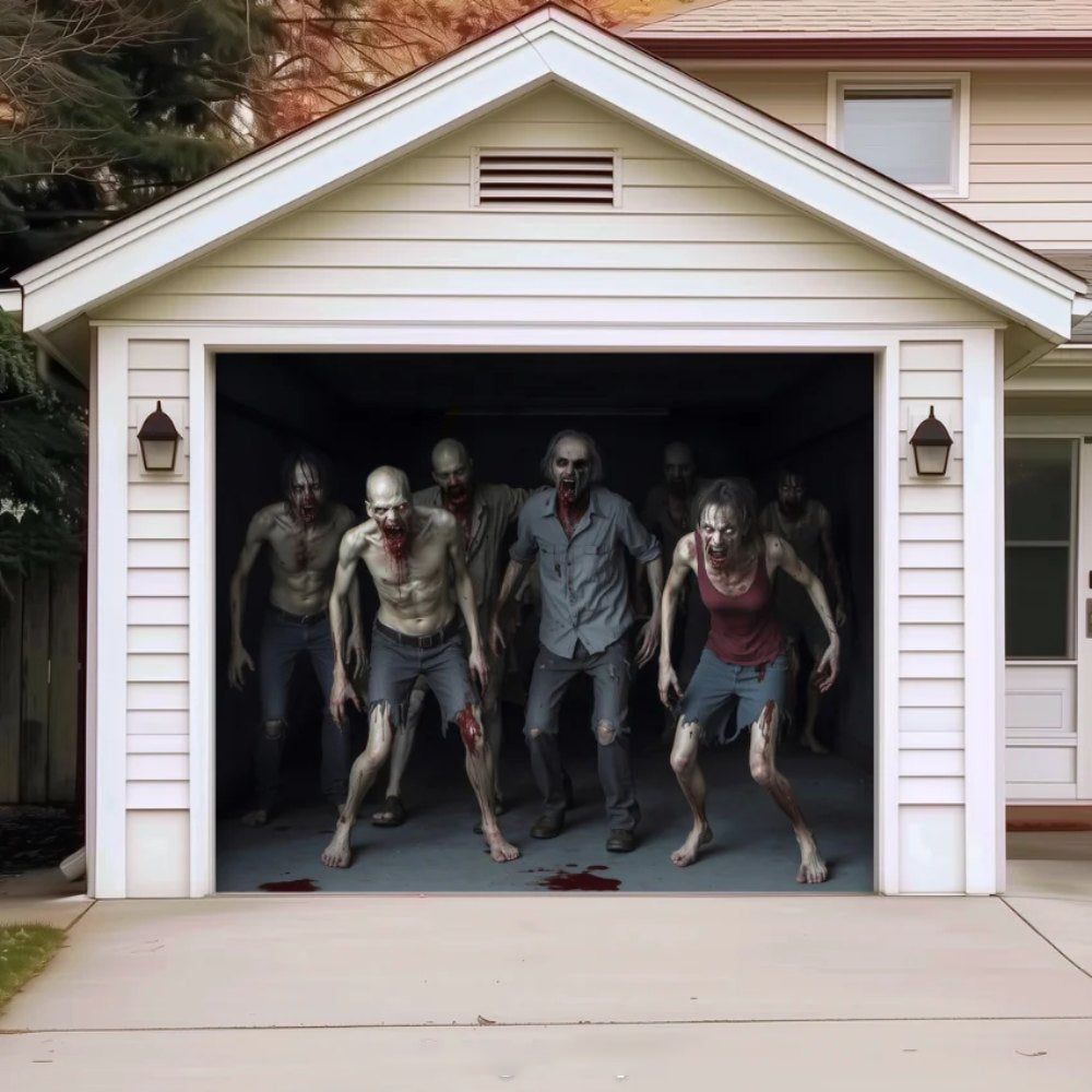Zombie Invasion Halloween Garage Door Covers D456