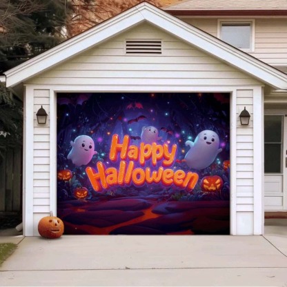 Ghost Party Halloween Garage Door Covers D465