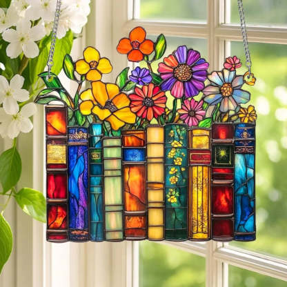 Vintage Flower Book - Acrylic Suncatcher