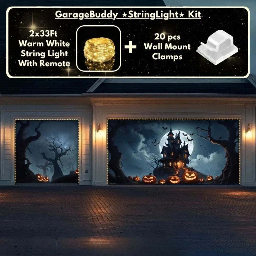 Haunted House Halloween Garage Door Covers D458