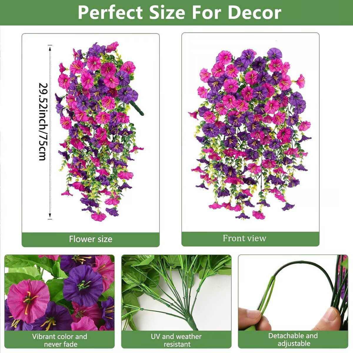 UV Resistant Hanging Artificial Morning Glory Vine