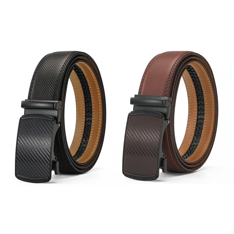 Leather Ratchet Belt With Adjustable Buckle