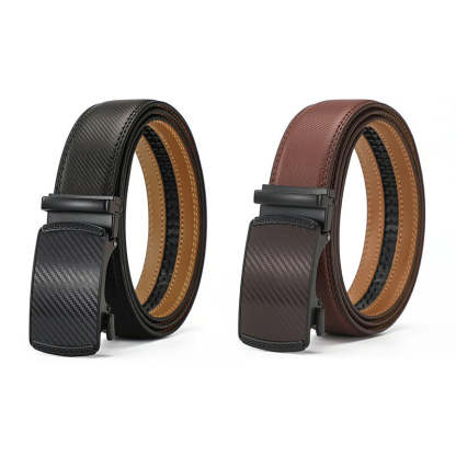 Leather Ratchet Belt With Adjustable Buckle