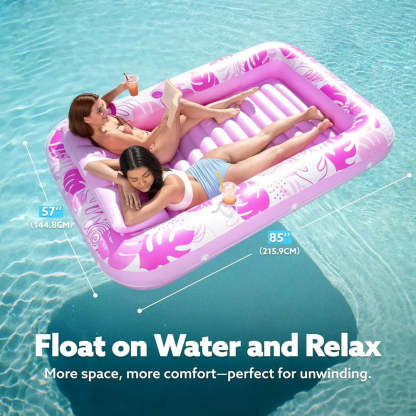 Inflatable Tanning Pool Lounge Float with Cup Holders