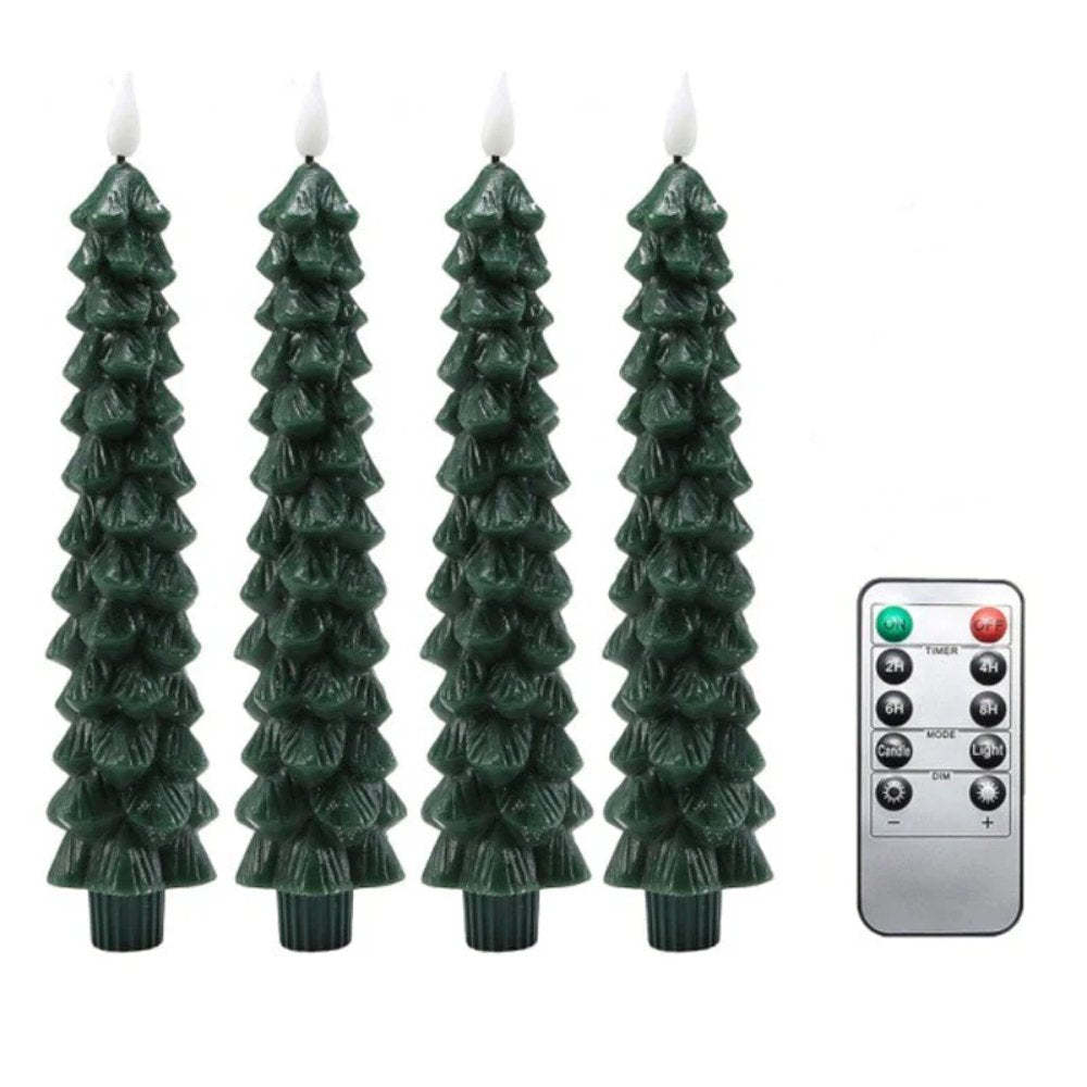 Christmas Tree LED Taper Candles Flickering with Remote Timer🎄