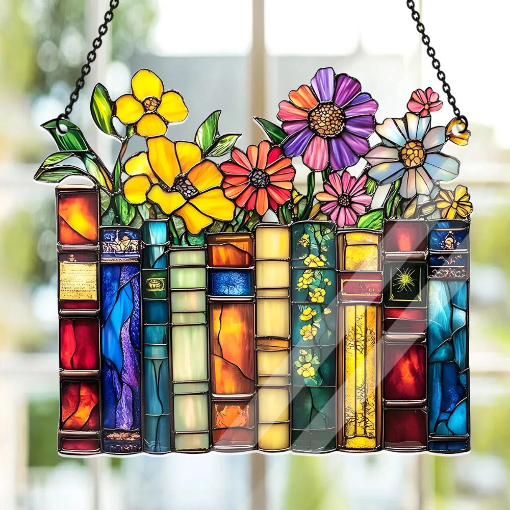 Vintage Flower Book - Acrylic Suncatcher