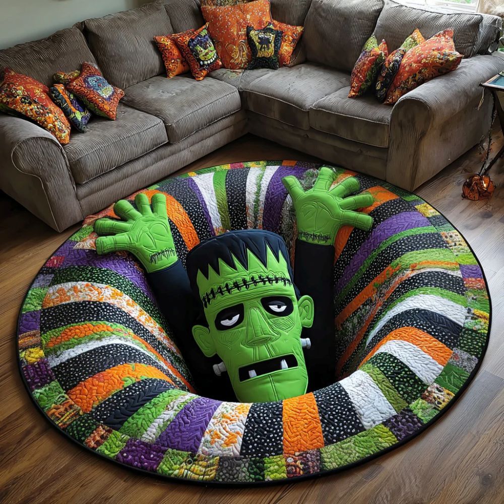 The Grave Escape - 3D Illusion Skeleton Round Rug - D541