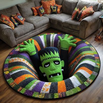 The Grave Escape - 3D Illusion Skeleton Round Rug - D541