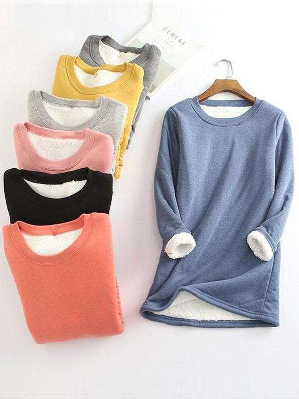 Casual Cotton Round Neck Solid Sweatshirt & Pants