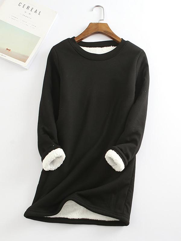 Casual Cotton Round Neck Solid Sweatshirt & Pants