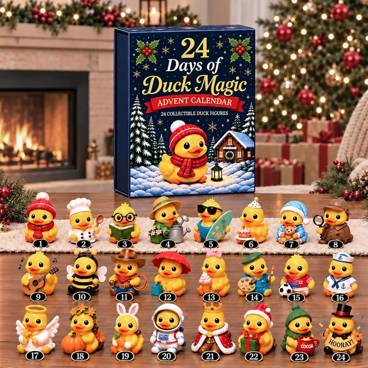 24-day Christmas advent calendar featuring collectible mini duck figures
