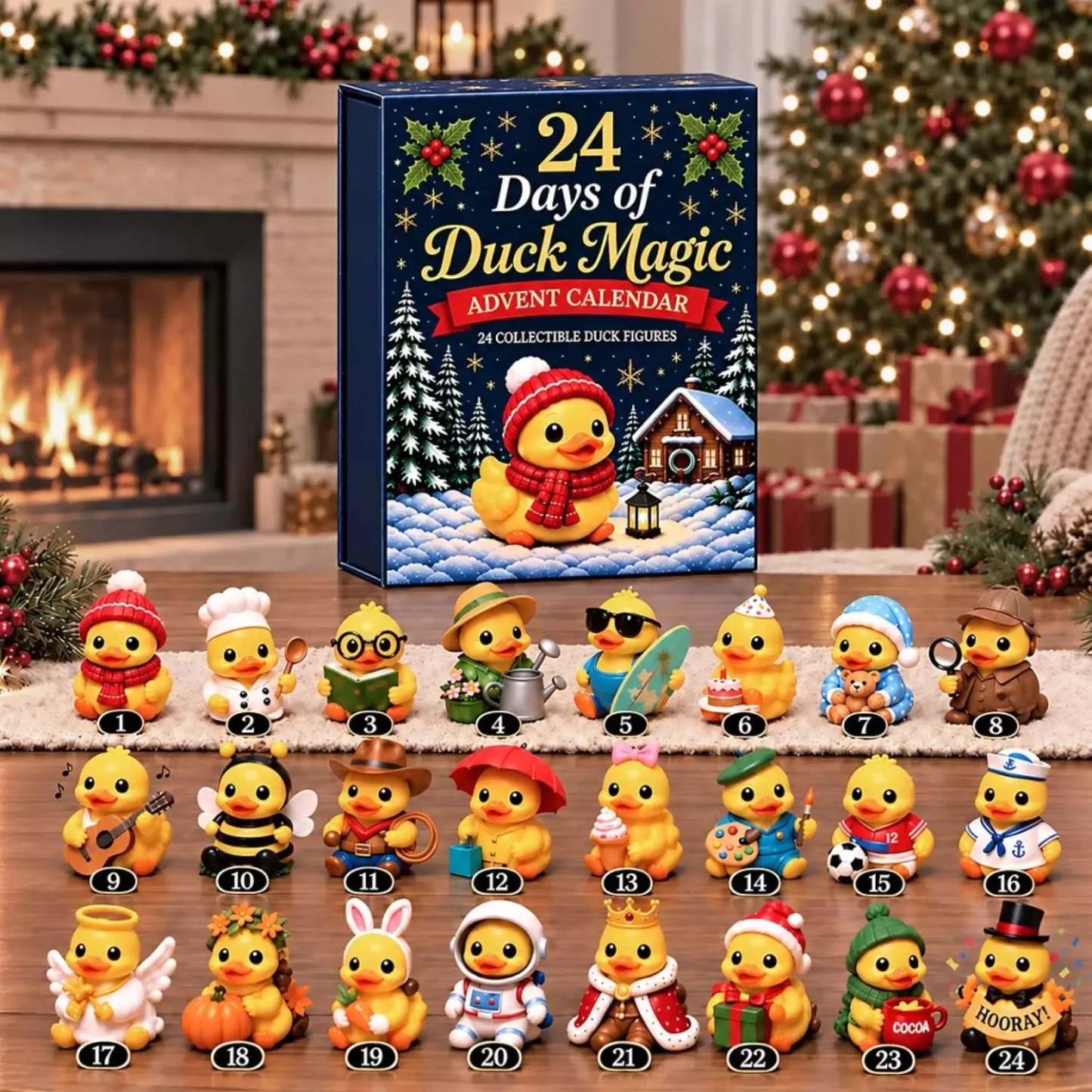24-day Christmas advent calendar featuring collectible mini duck figures