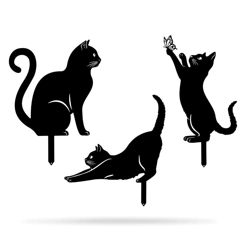 Metal Garden Art - Cats Silhouette Set