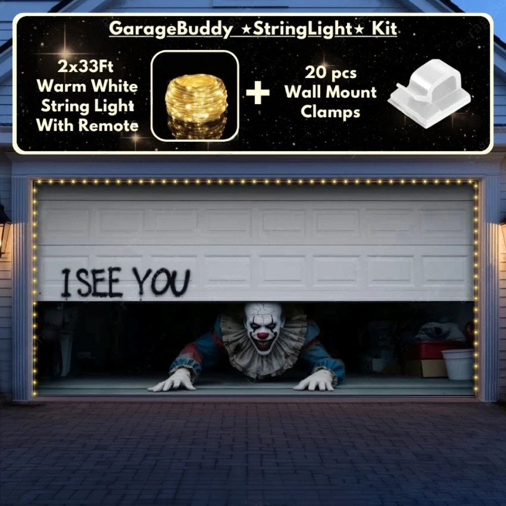 Peeking Clown Halloween Garage Door Covers D454