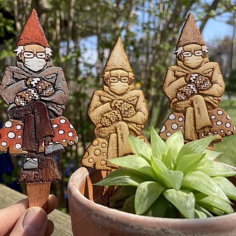 Bern in a fern 🍄 Grumpy Bernie Gnome Plant - Garden Wood Stake