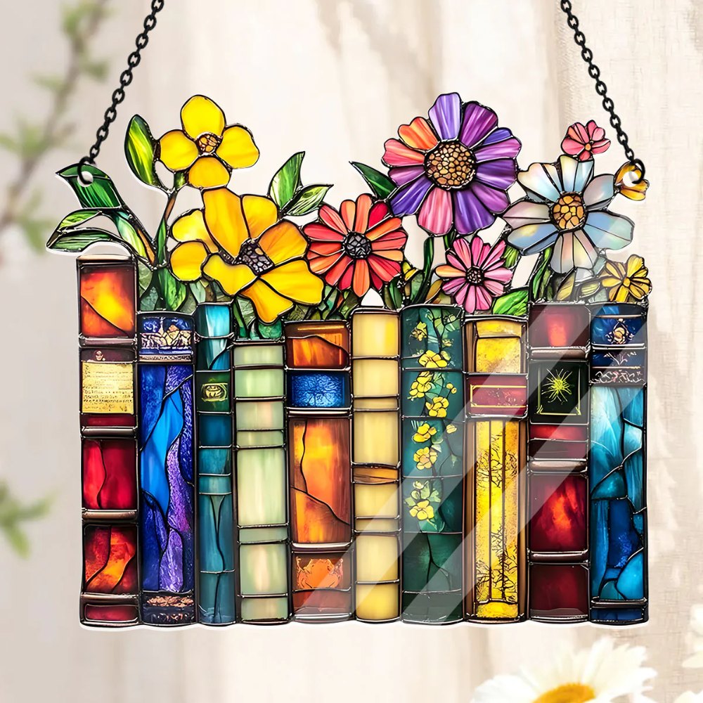 Vintage Flower Book - Acrylic Suncatcher