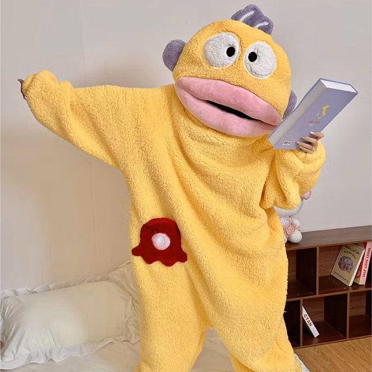 Funny Monster Hooded Fleece Robe for Adults