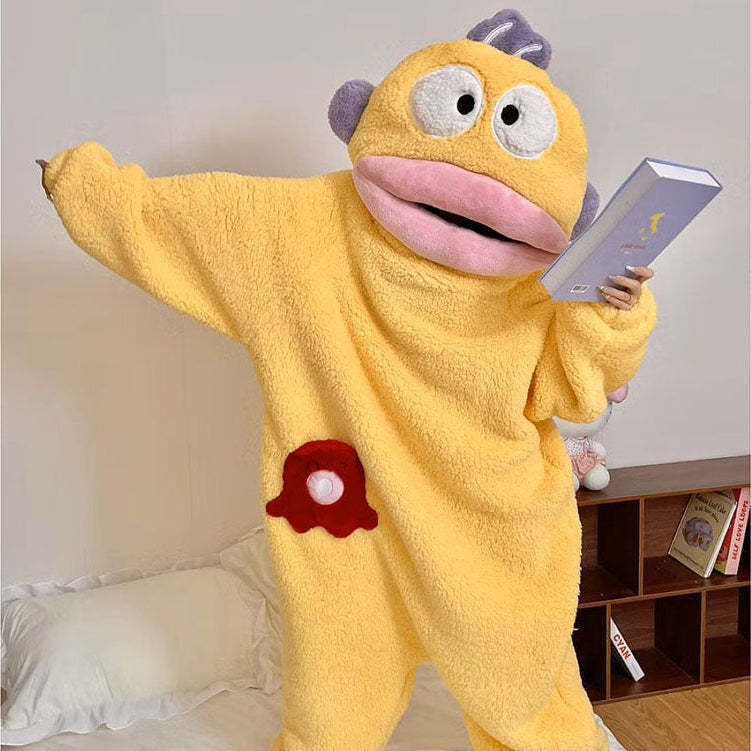 Funny Monster Hooded Fleece Robe for Adults