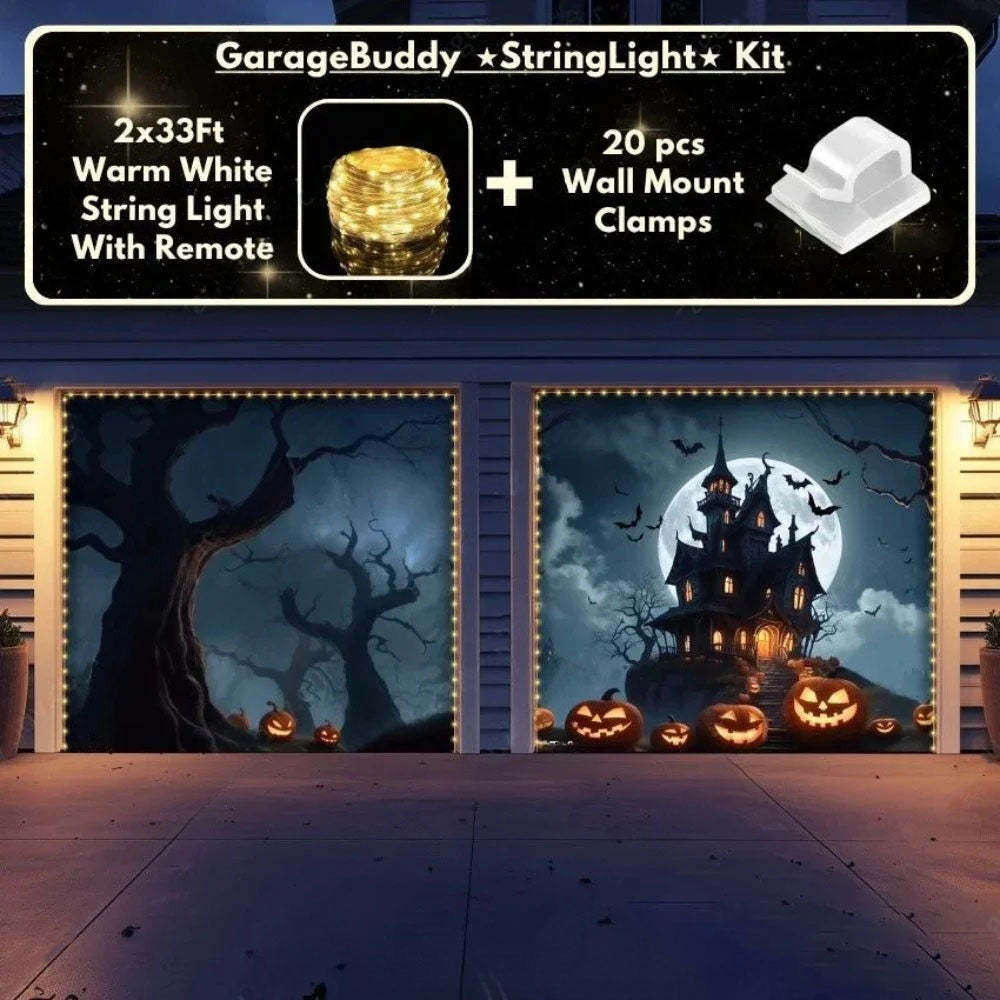 Haunted House Halloween Garage Door Covers D458