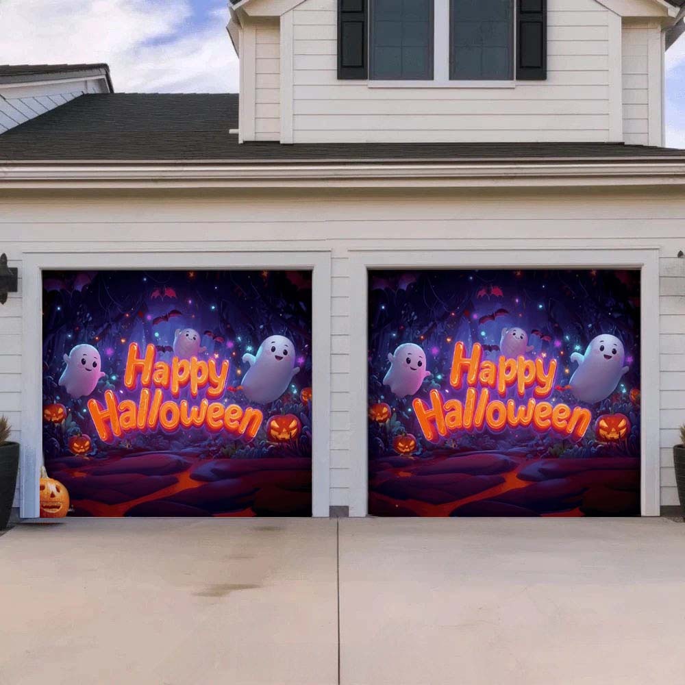 Ghost Party Halloween Garage Door Covers D465