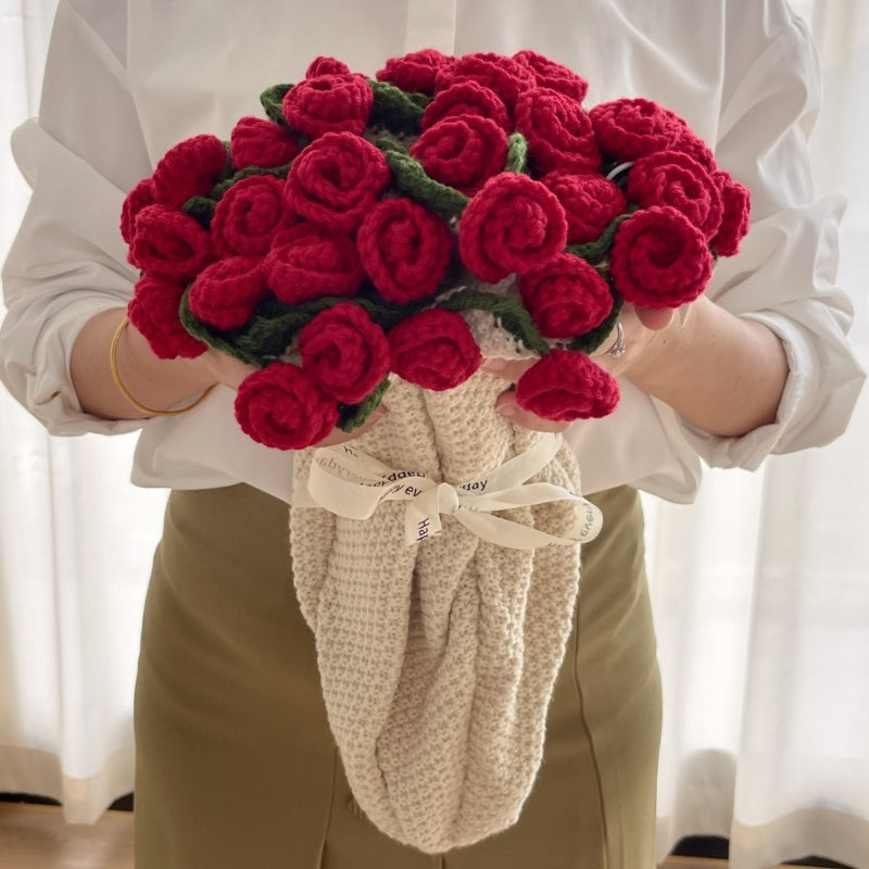 Hand-Knitted Rose Blanket - DIY Kit or Ready-Made Gift