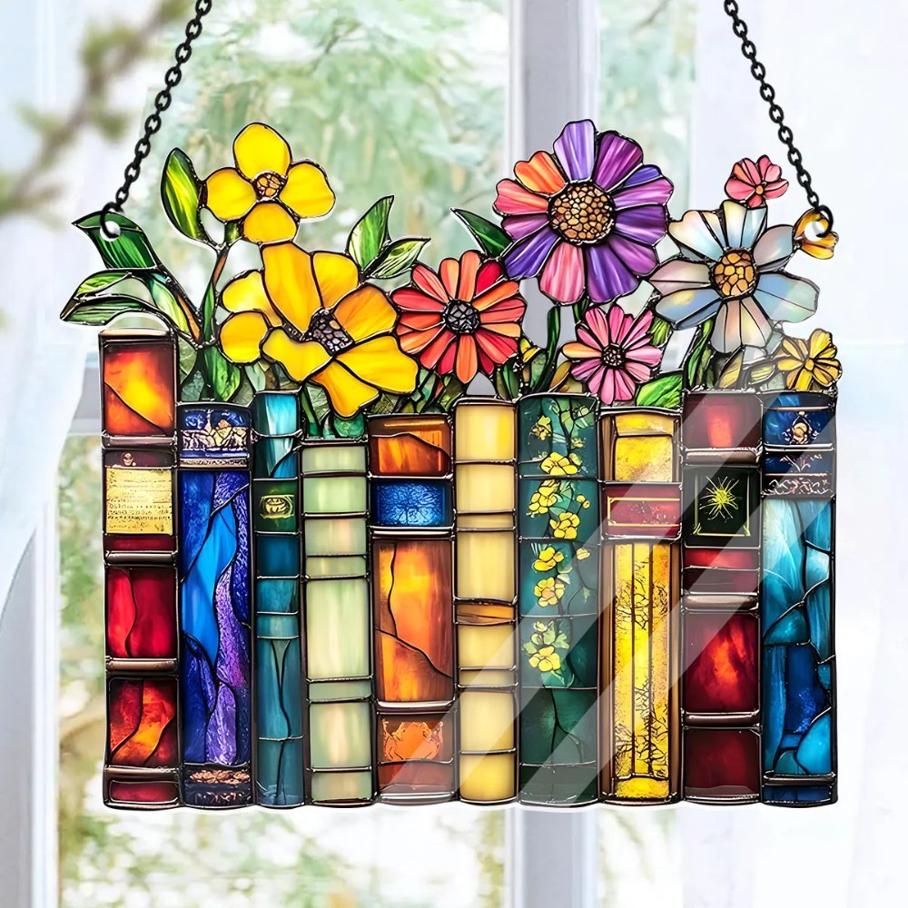 Vintage Flower Book - Acrylic Suncatcher