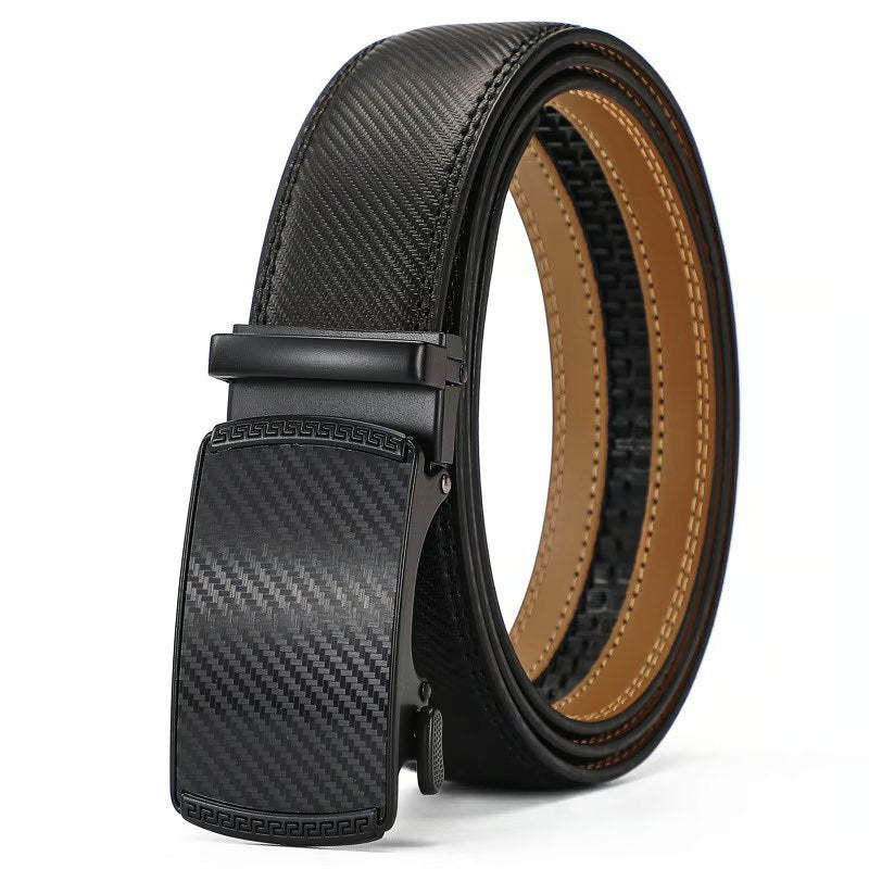 Leather Ratchet Belt With Adjustable Buckle