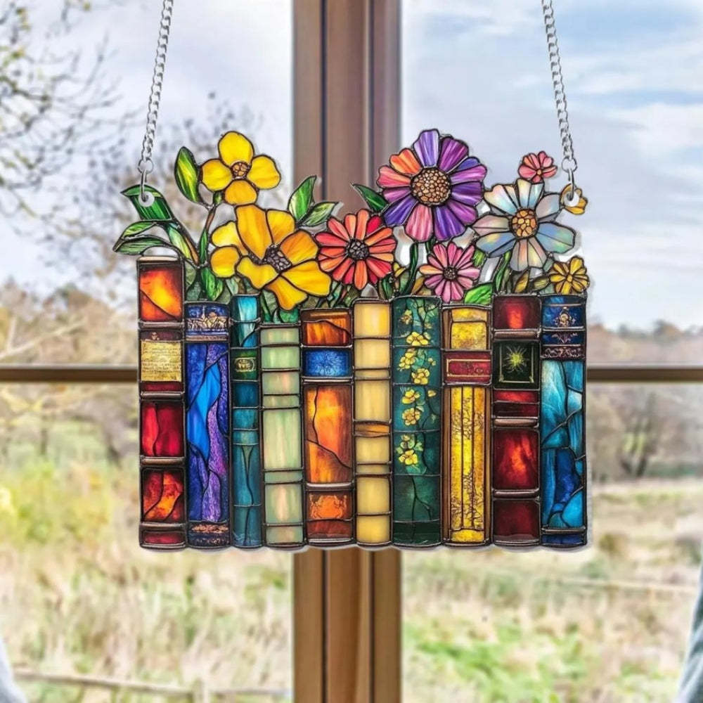 Vintage Flower Book - Acrylic Suncatcher