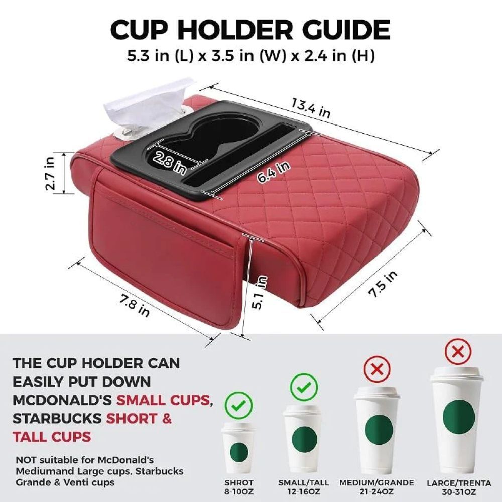 Multifunctional PU Leather Car Armrest Box Mat