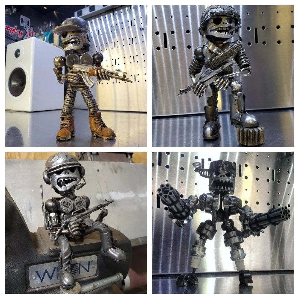 Classic Piston Skeleton Soldiers Sculpture