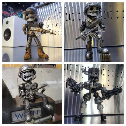 Classic Piston Skeleton Soldiers Sculpture
