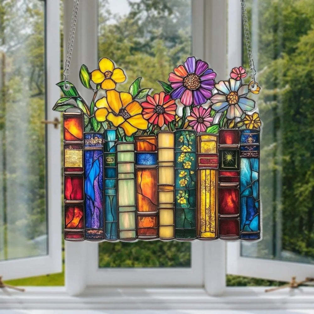 Vintage Flower Book - Acrylic Suncatcher