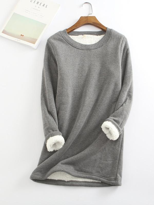 Casual Cotton Round Neck Solid Sweatshirt & Pants