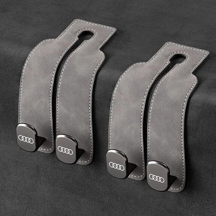 Twin Hook Leather Car Headrest Hangers