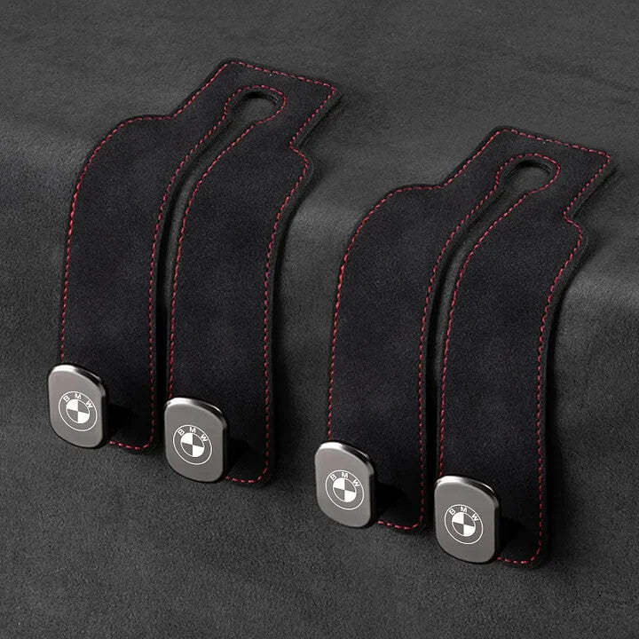 Twin Hook Leather Car Headrest Hangers