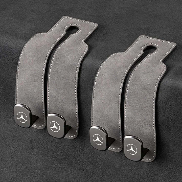 Twin Hook Leather Car Headrest Hangers