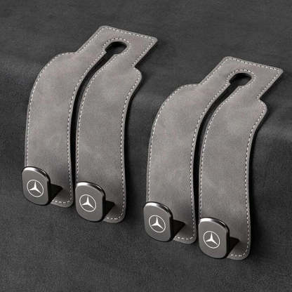 Twin Hook Leather Car Headrest Hangers