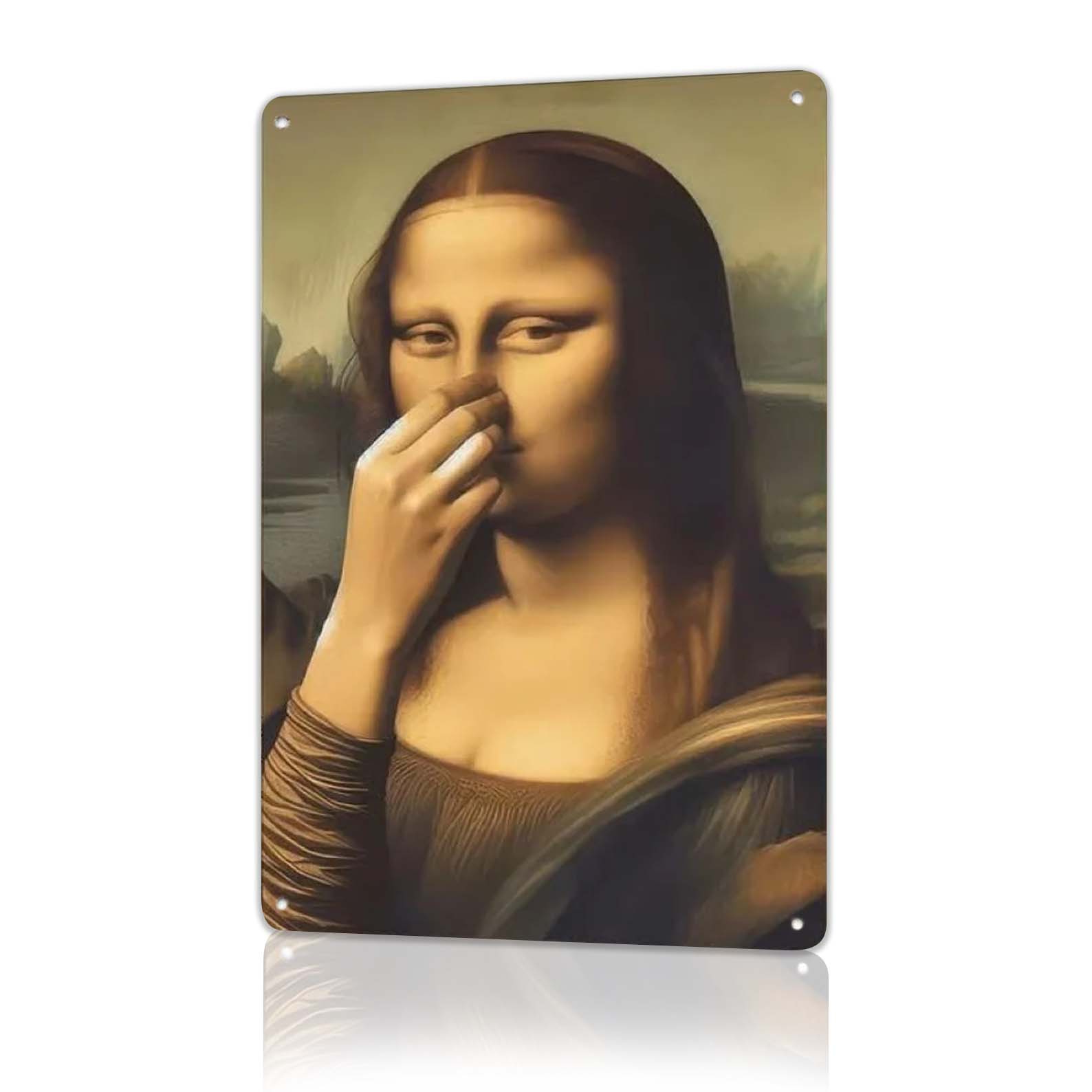 Mona Lisa Inspired Bathroom Humor Metal Sign – Funny Vintage Toilet Wall Decor - Bw076