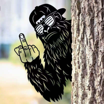 Peeping Middle Finger Animal Metal Sign - Yard Art Decor
