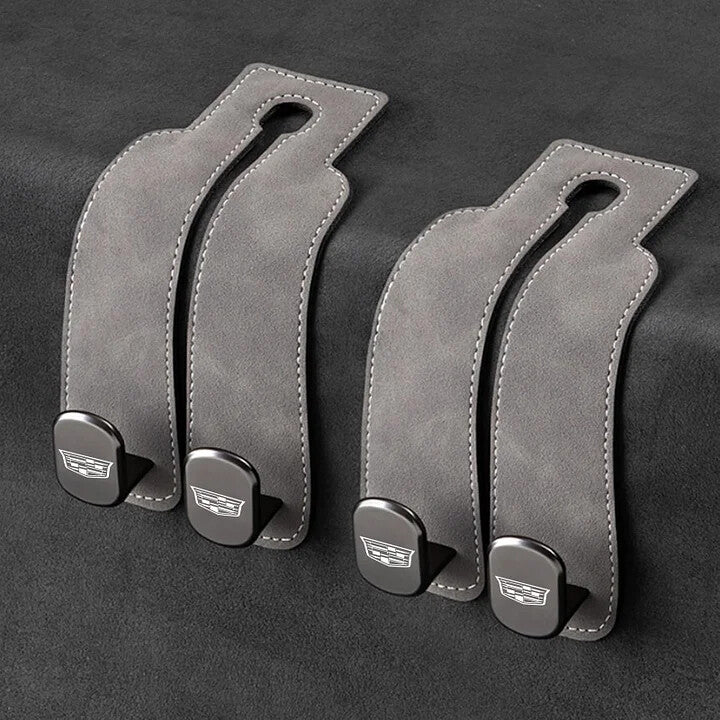 Twin Hook Leather Car Headrest Hangers