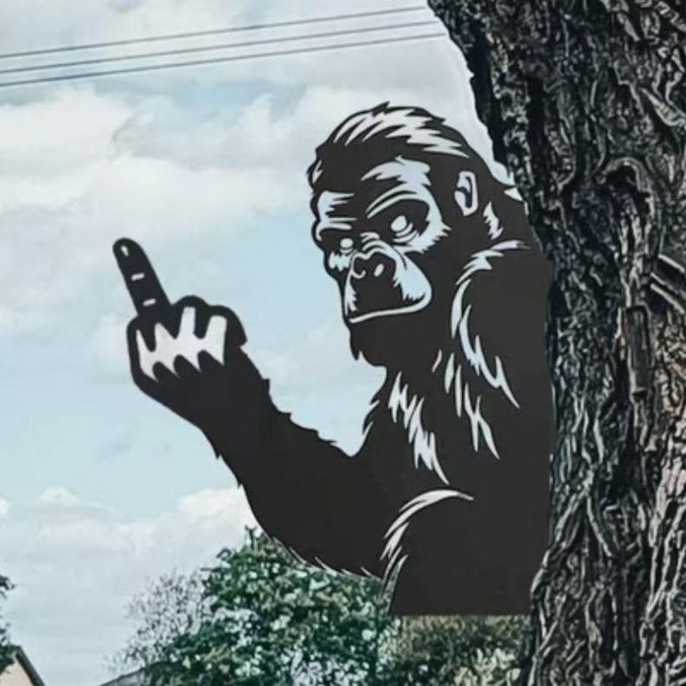 Peeping Middle Finger Animal Metal Sign - Yard Art Decor