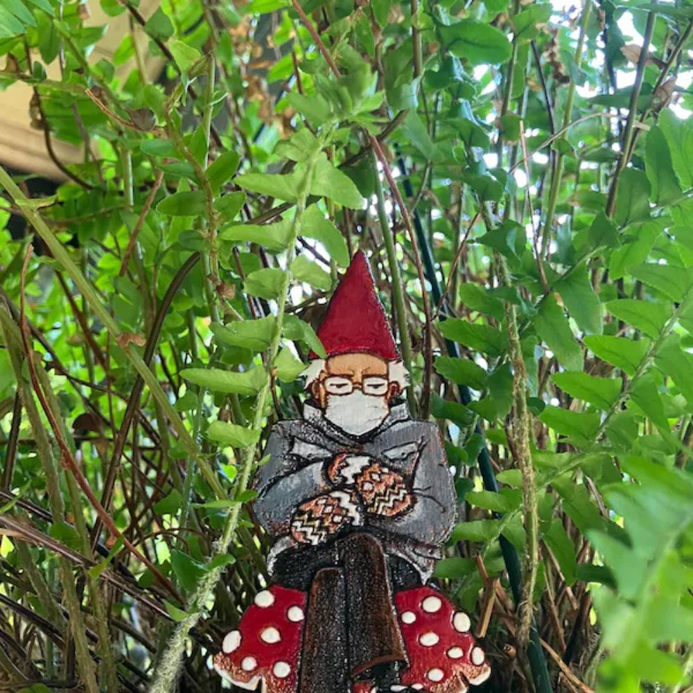 Bern in a fern 🍄 Grumpy Bernie Gnome Plant - Garden Wood Stake