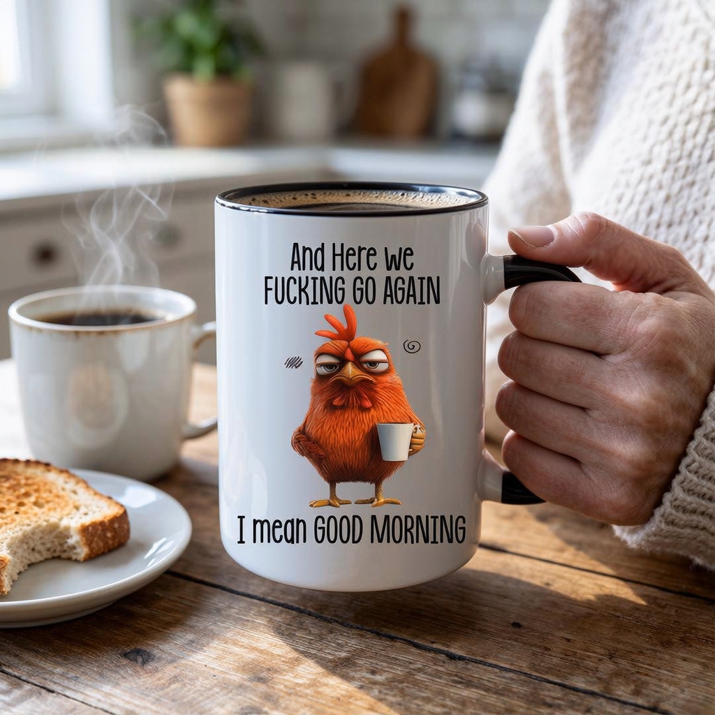 Funny Mug – And Here We F*cking Go Again… I Mean Good Morning Coffee Mug