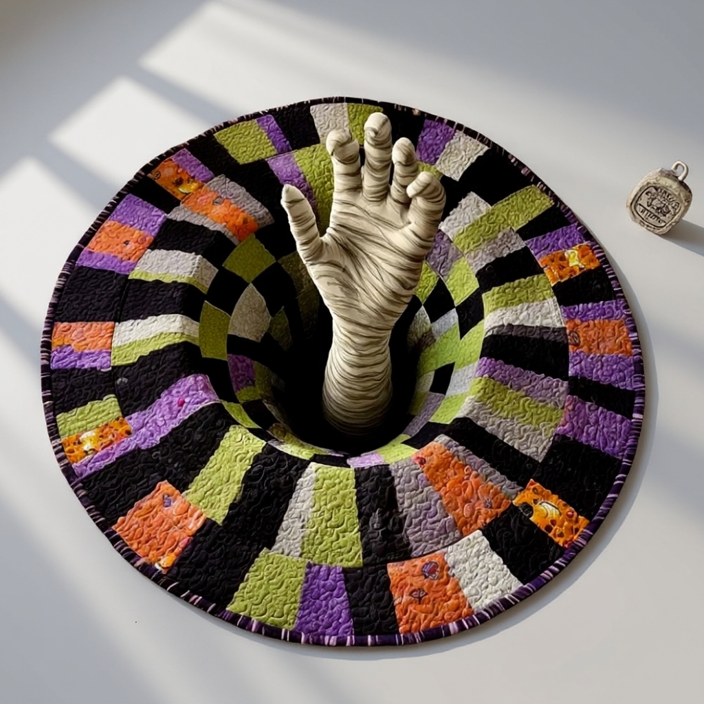 The Grave Escape - 3D Illusion Skeleton Round Rug - Mummy Tomb