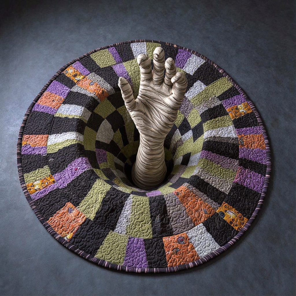 The Grave Escape - 3D Illusion Skeleton Round Rug - Mummy Tomb